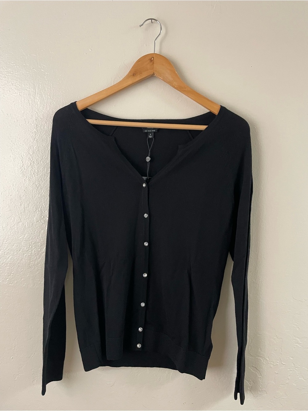 Talbots Black Wool Long-Sleeve Button Front cardigan